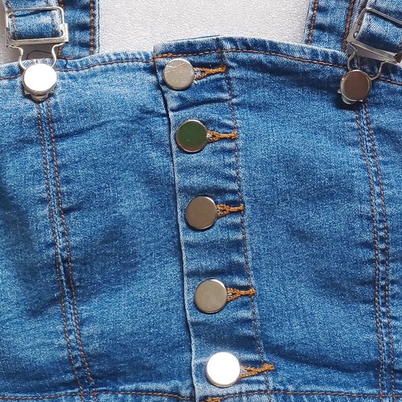 Love + Harmony Stretchy Distressed Denim Bra Crop Top w/ Sideways Buttons Size S - Picture 5 of 6